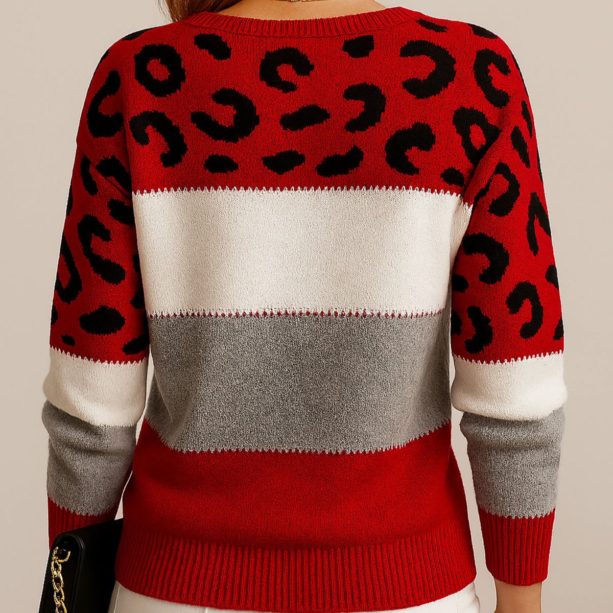 Viola Maglione Donna | Maglia Morbida con Stampa Leopardata e Blocchi di Colore 5