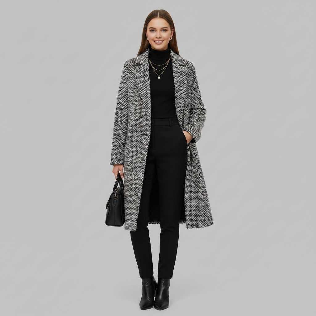 Cappotto Lungo Donna Nero Elegante in Lana | Cappotti Donna