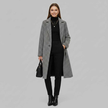 Cappotto Lungo Donna Nero Elegante in Lana | Cappotti Donna