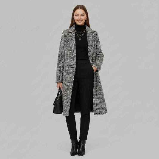 Cappotto Lungo Donna Nero Elegante in Lana | Cappotti Donna