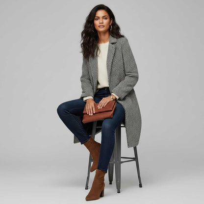Cappotto Lungo Donna Nero Elegante in Lana | Cappotti Donna