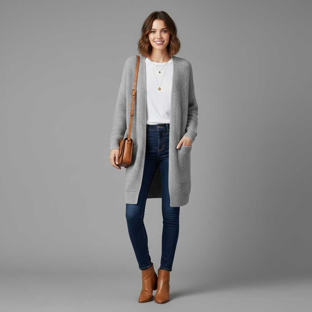 Cardigan Lungo Donna Elegante in Lana | Abbigliamento Moda