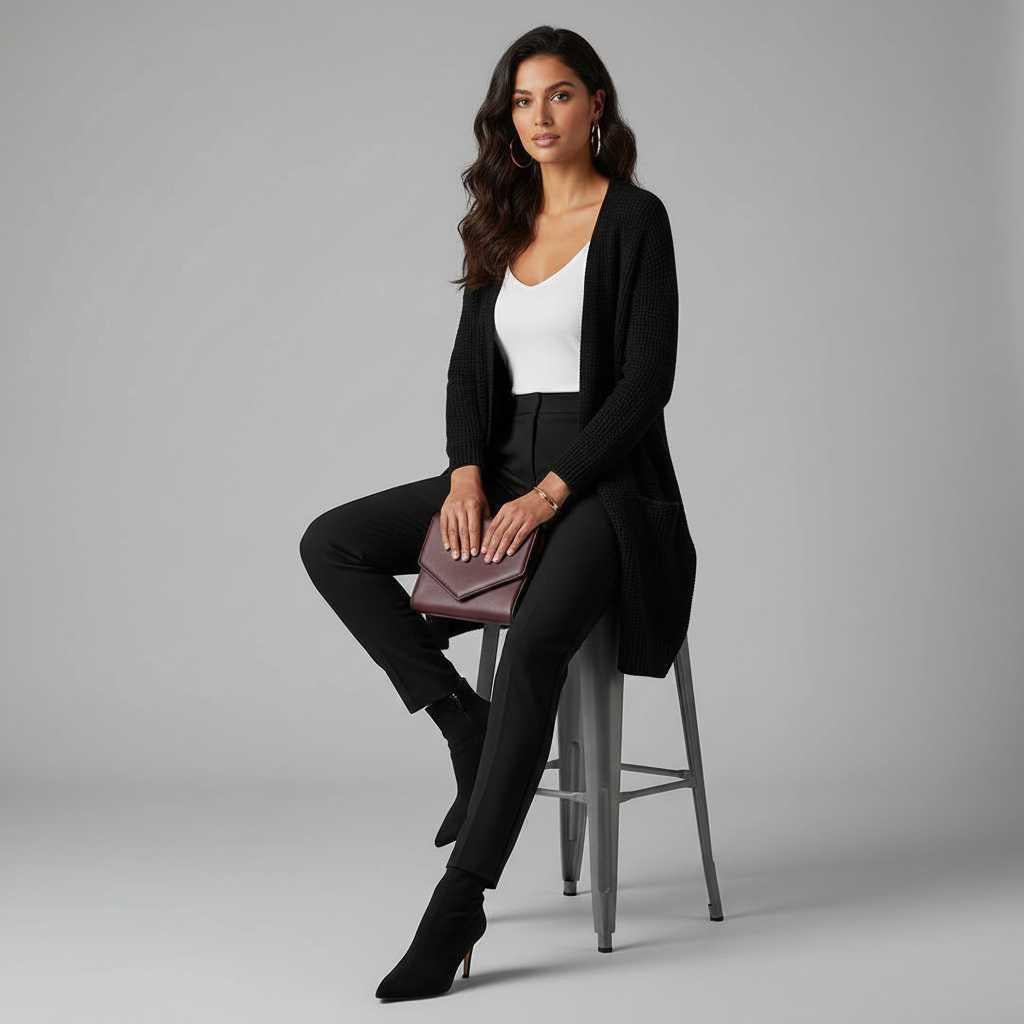 Cardigan Lungo Donna Elegante in Lana | Abbigliamento Moda