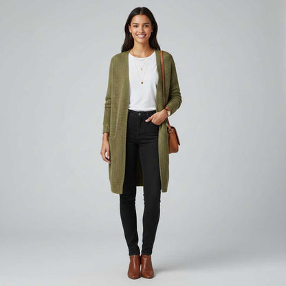 Cardigan Lungo Donna Elegante in Lana | Abbigliamento Moda