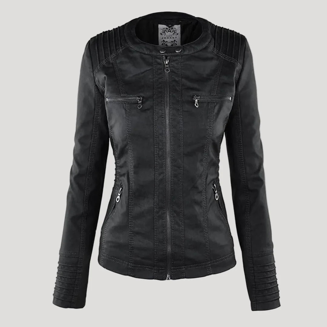 Giano Giacca Donna | Similpelle Impermeabile con Cappuccio Removibile 1