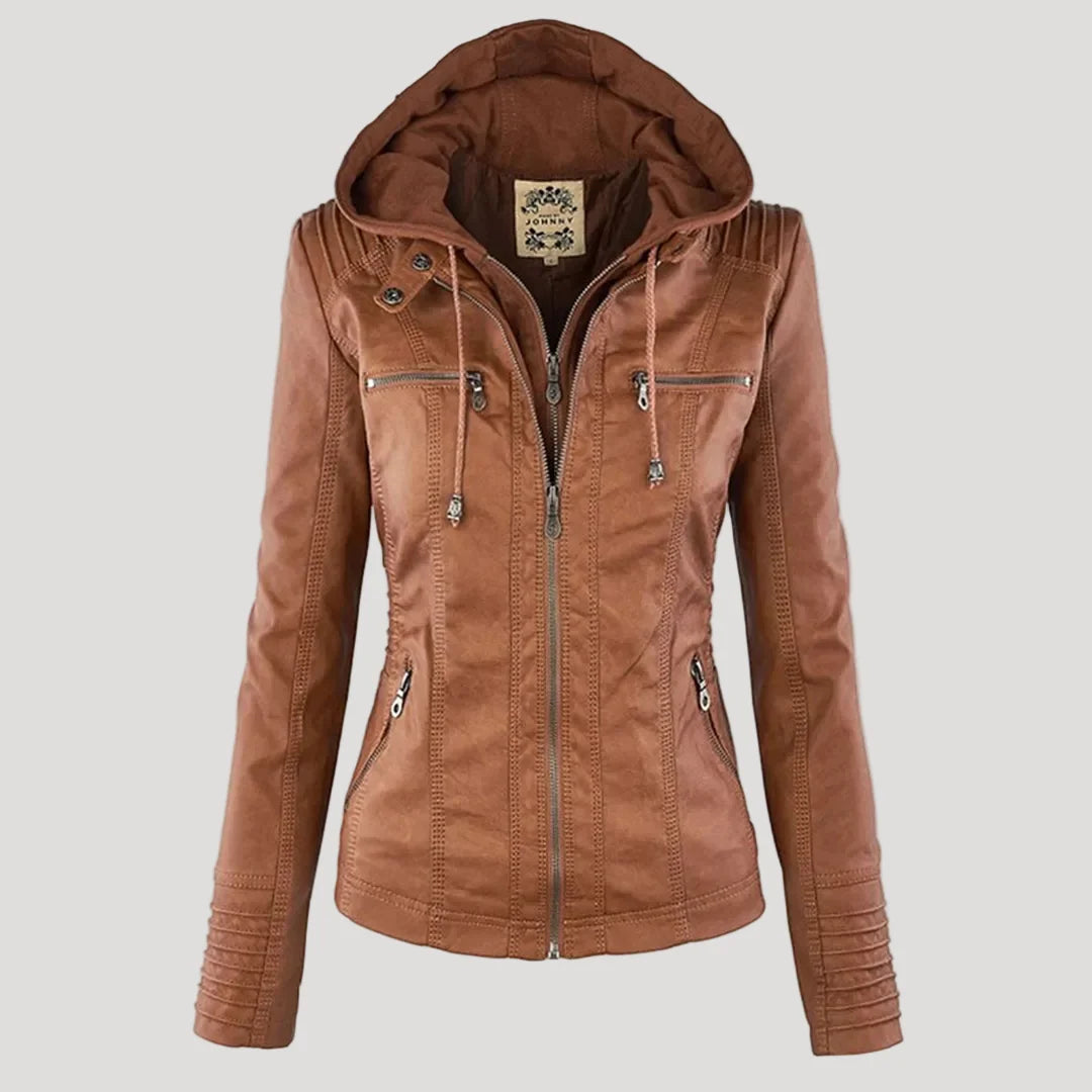 Giano Giacca Donna | Similpelle Impermeabile con Cappuccio Removibile 10