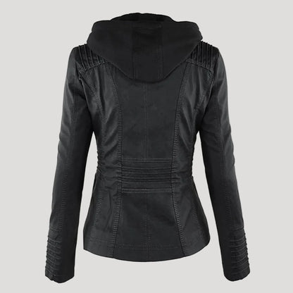 Giano Giacca Donna | Similpelle Impermeabile con Cappuccio Removibile 2