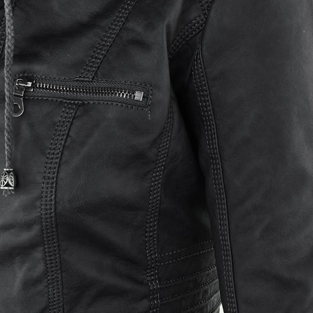 Giano Giacca Donna | Similpelle Impermeabile con Cappuccio Removibile 3