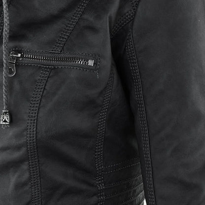 Giano Giacca Donna | Similpelle Impermeabile con Cappuccio Removibile 3