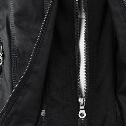 Giano Giacca Donna | Similpelle Impermeabile con Cappuccio Removibile 4