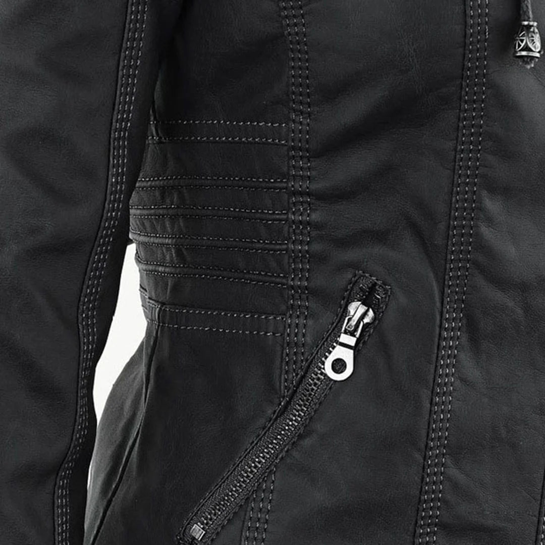 Giano Giacca Donna | Similpelle Impermeabile con Cappuccio Removibile 5