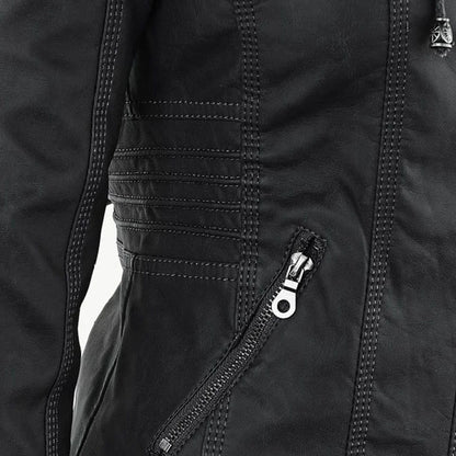 Giano Giacca Donna | Similpelle Impermeabile con Cappuccio Removibile 5