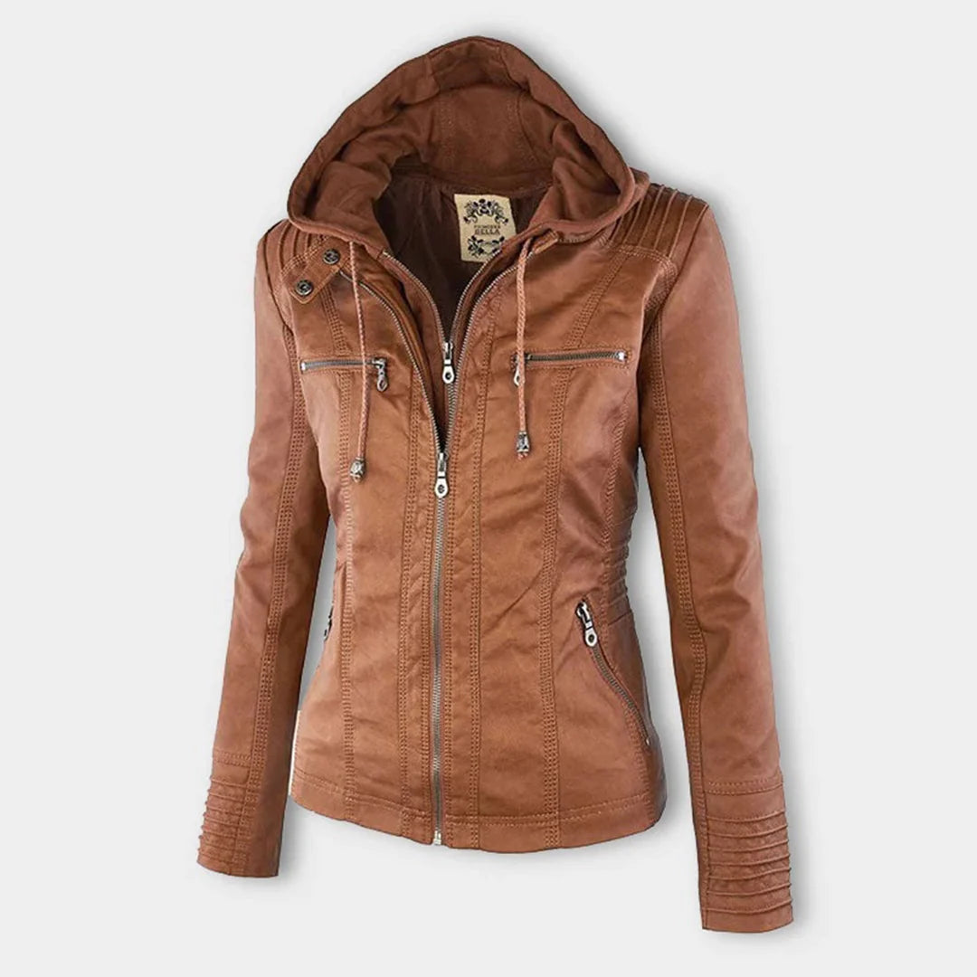 Giano Giacca Donna | Similpelle Impermeabile con Cappuccio Removibile 6