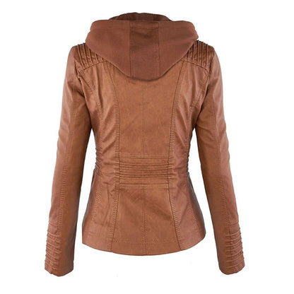Giano Giacca Donna | Similpelle Impermeabile con Cappuccio Removibile 8