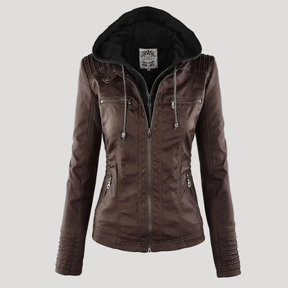 Giano Giacca Donna | Similpelle Impermeabile con Cappuccio Removibile 9