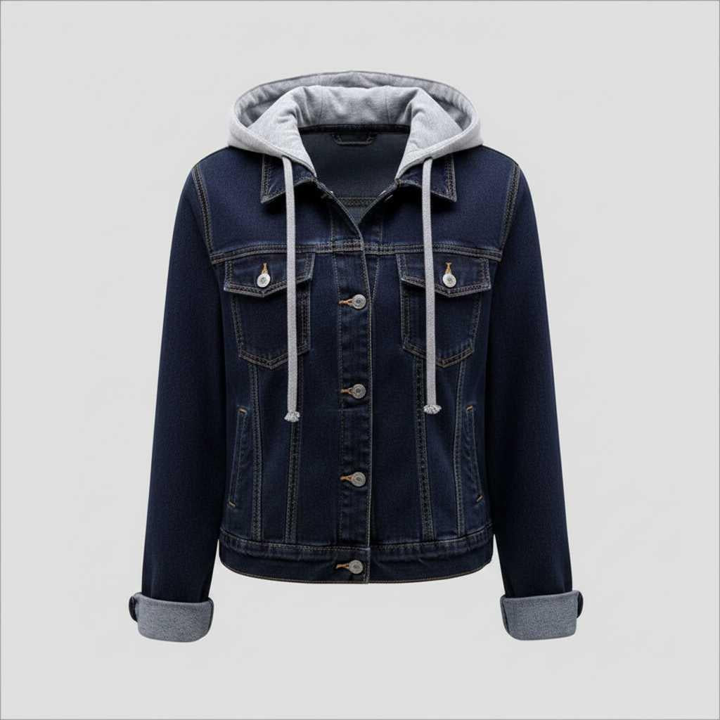 Giubbotto Donna Denim con Cappuccio Removibile | Giacca Casual