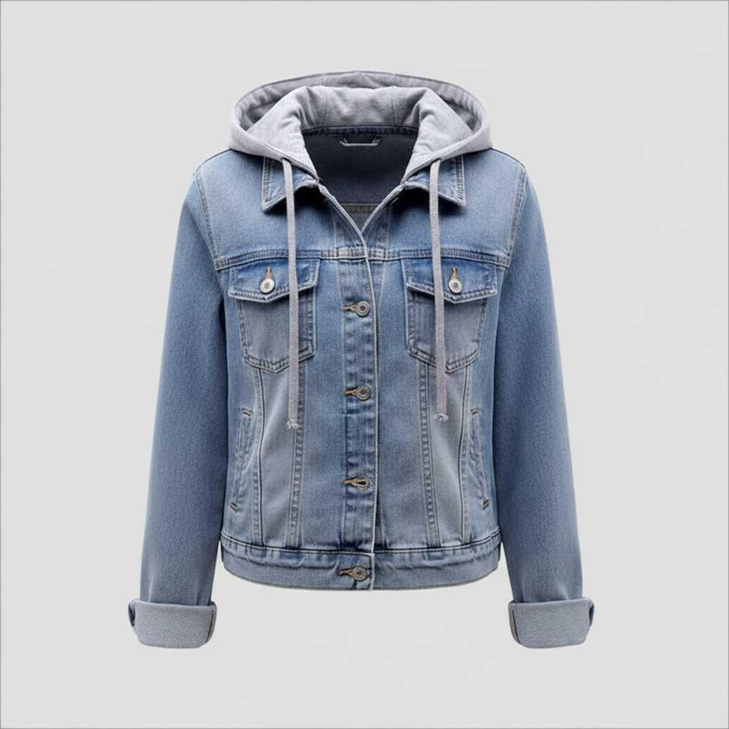 Giubbotto Donna Denim con Cappuccio Removibile | Giacca Casual