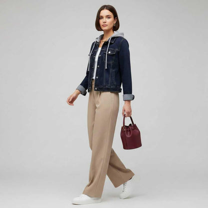Giubbotto Donna Denim con Cappuccio Removibile | Giacca Casual