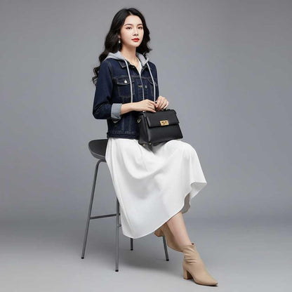 Giubbotto Donna Denim con Cappuccio Removibile | Giacca Casual