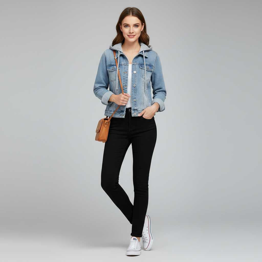 Giubbotto Donna Denim con Cappuccio Removibile | Giacca Casual