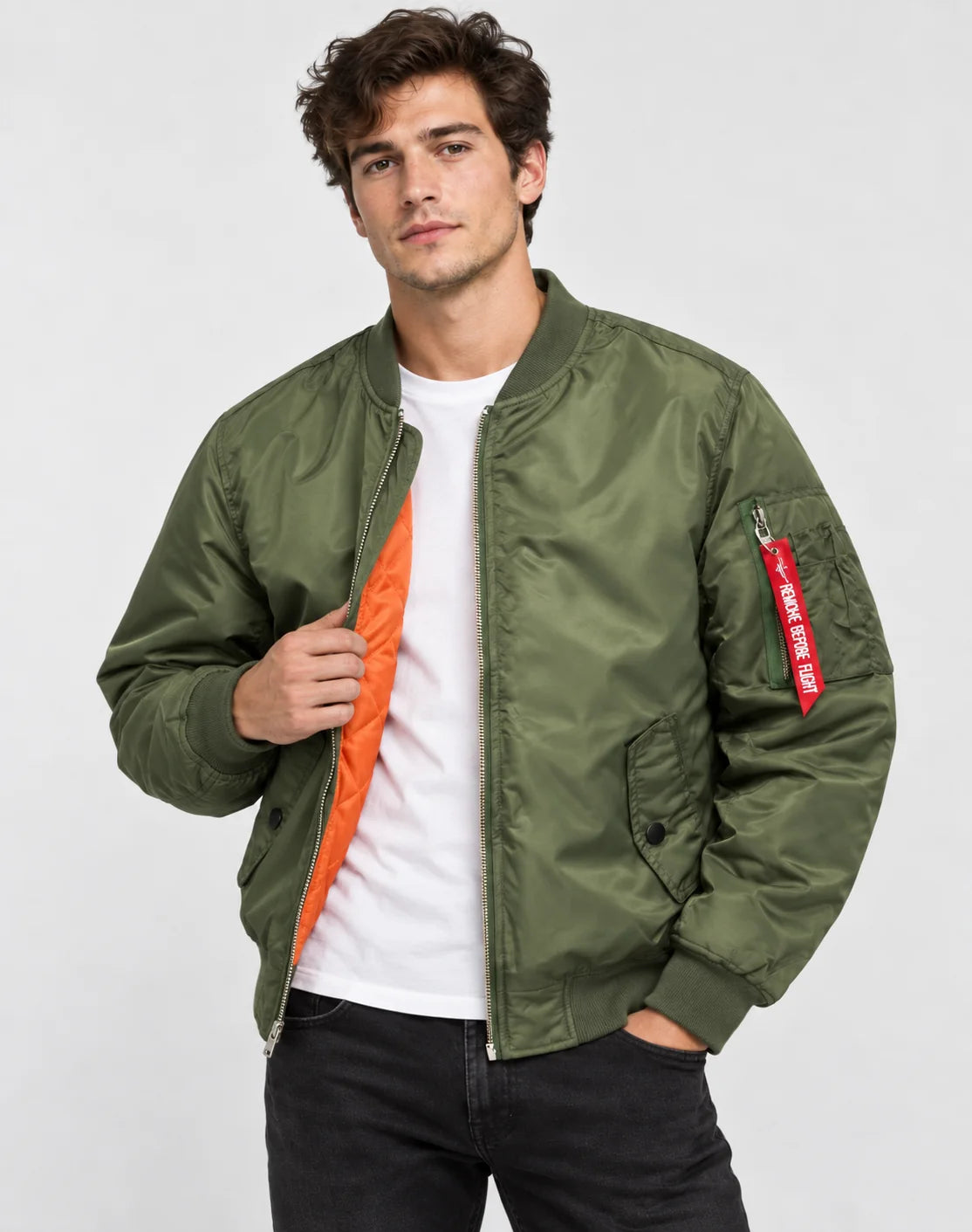 Men's Padded Classic Zip-Up Winter Bomber Jacket 1