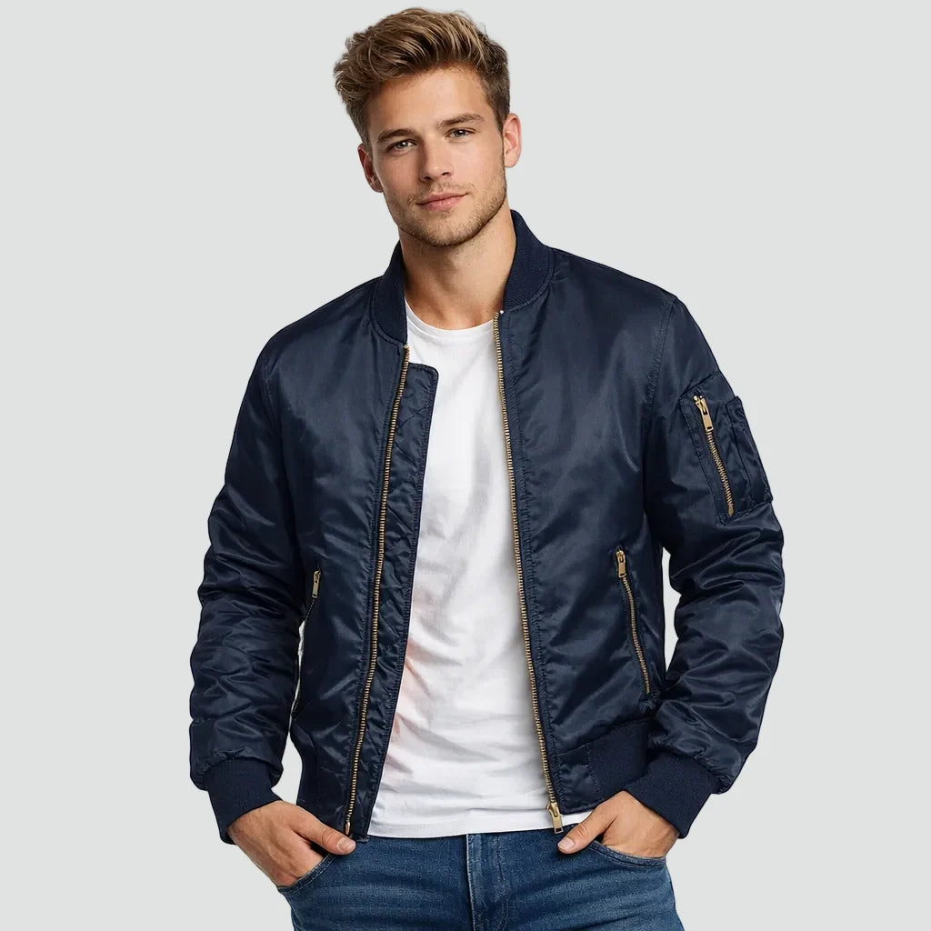 Men's Padded Classic Zip-Up Winter Bomber Jacket 7