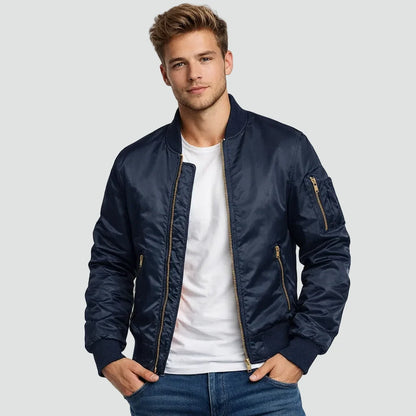 Men's Padded Classic Zip-Up Winter Bomber Jacket 7