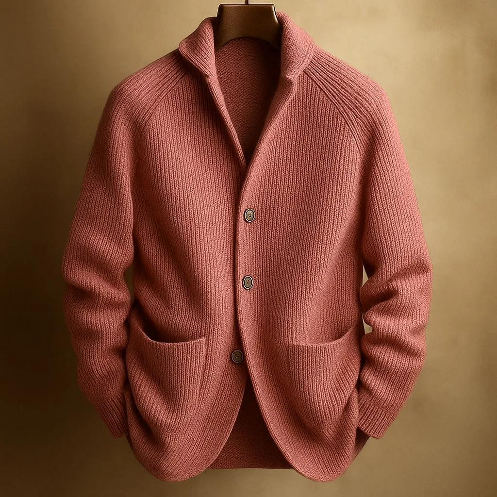 Men's Ribbed Button-Up Shawl Collar Cardigan 0
