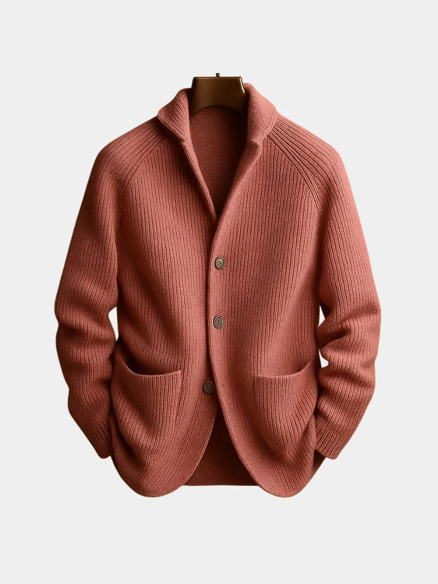 Men's Ribbed Button-Up Shawl Collar Cardigan 1