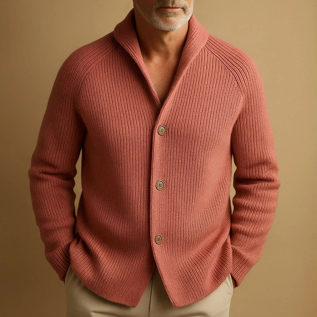 Men's Ribbed Button-Up Shawl Collar Cardigan 7
