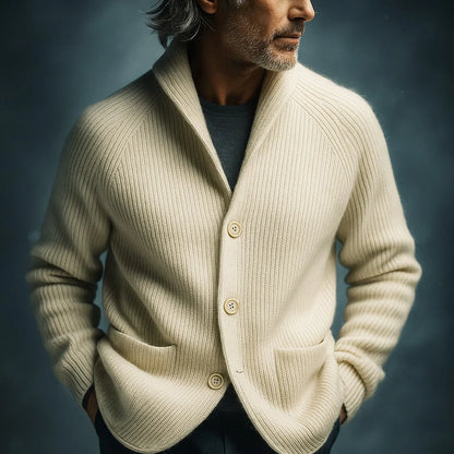Men's Ribbed Button-Up Shawl Collar Cardigan 8