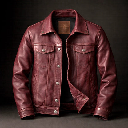 Men's Vintage Slim Fit Zip-Up Leather Jacket 1