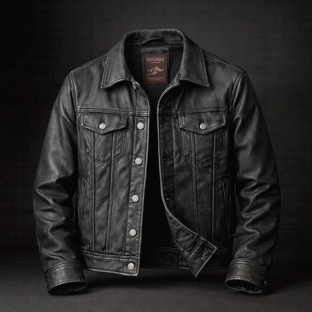 Men's Vintage Slim Fit Zip-Up Leather Jacket 2
