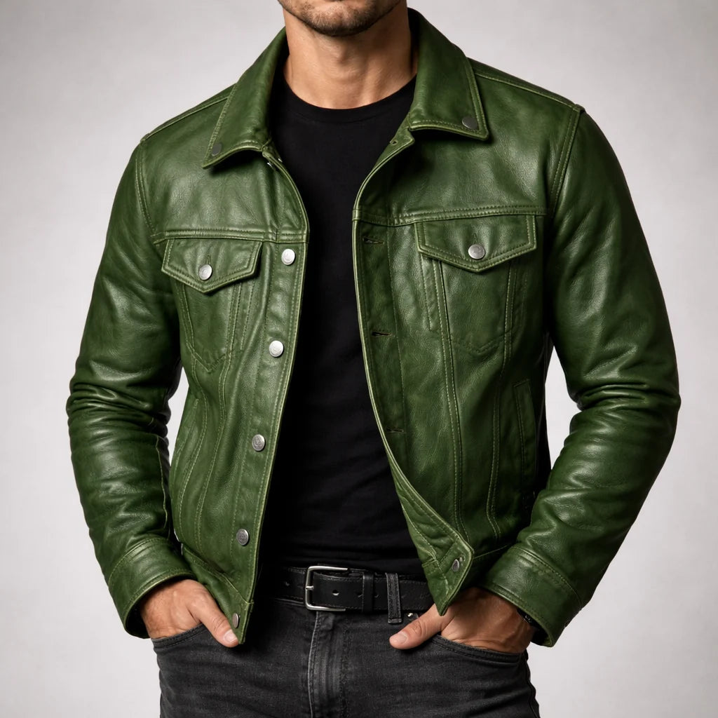 Men's Vintage Slim Fit Zip-Up Leather Jacket 3