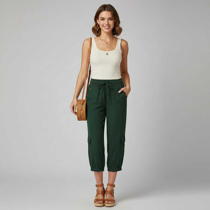 Pantaloni Jana | Pantaloni Donna Casual con Tasche e Polsini