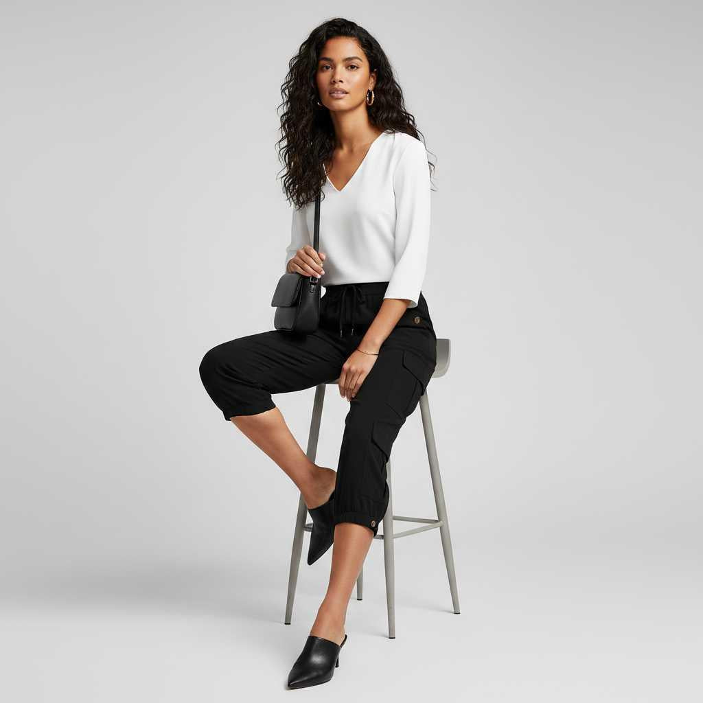 Pantaloni Jana | Pantaloni Donna Casual con Tasche e Polsini
