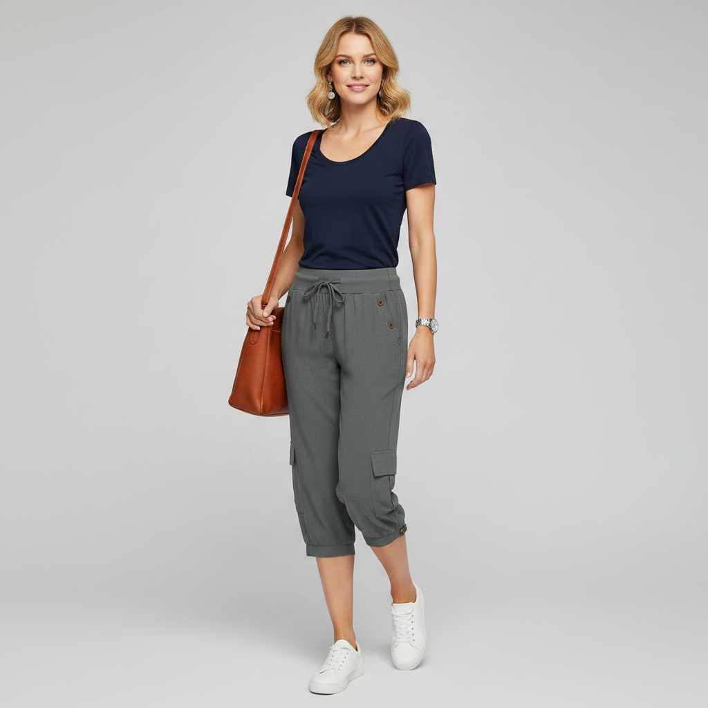Pantaloni Jana | Pantaloni Donna Casual con Tasche e Polsini