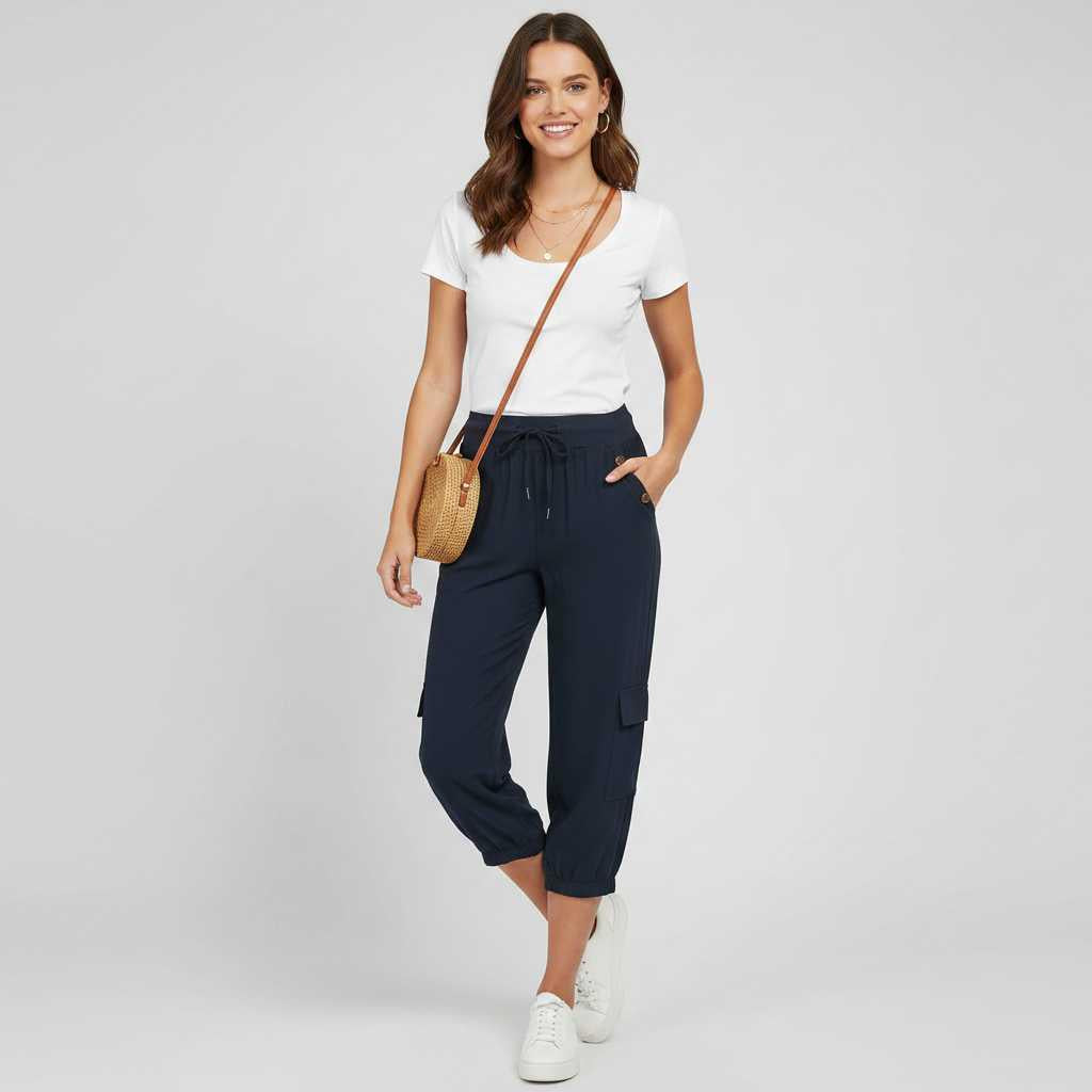 Pantaloni Jana | Pantaloni Donna Casual con Tasche e Polsini