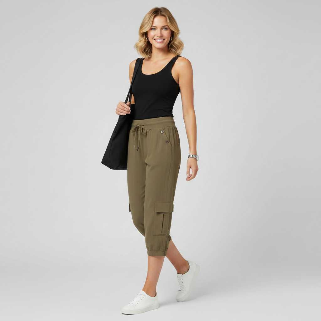 Pantaloni Jana | Pantaloni Donna Casual con Tasche e Polsini