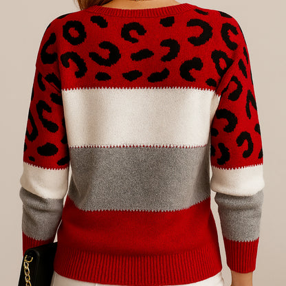Viola Maglione Donna | Maglia Morbida con Stampa Leopardata e Blocchi di Colore 5