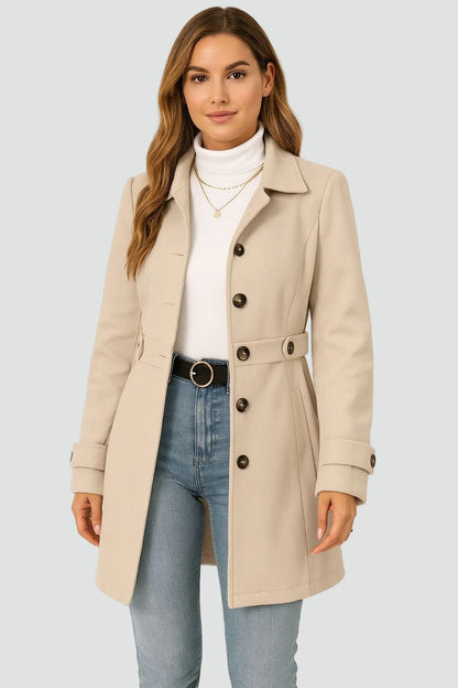 Women's Elegant Belted Tailored Autumn Coat 1