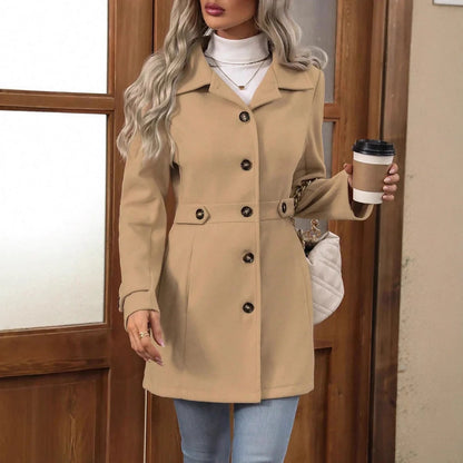 Women's Elegant Belted Tailored Autumn Coat 10