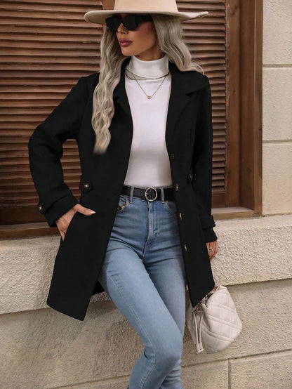 Women's Elegant Belted Tailored Autumn Coat 7