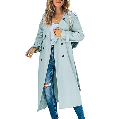 Women's Elegant Longline Belted Trench Coat 5