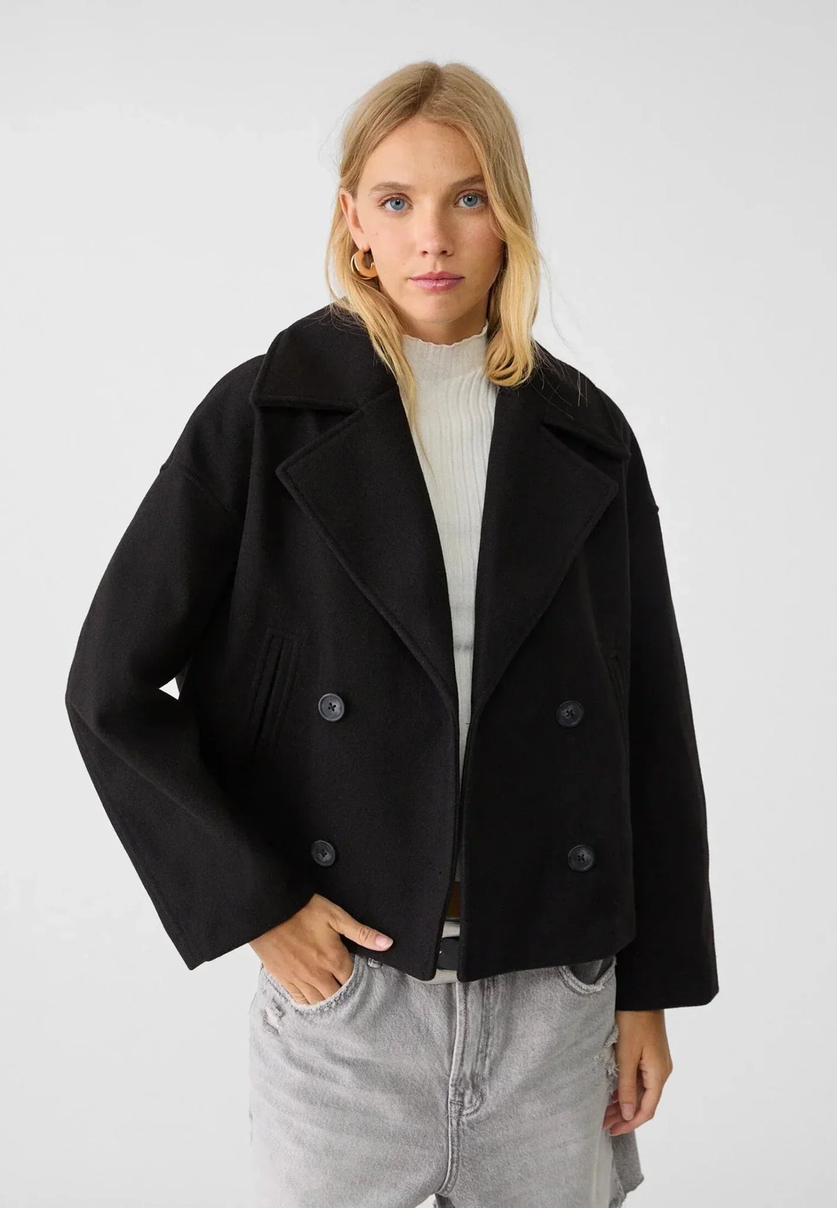 Women's Elegant Tailored Double-Breasted Short Blazer 1