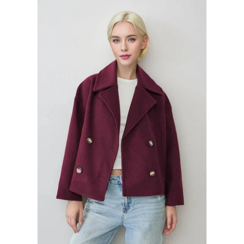 Women's Elegant Tailored Double-Breasted Short Blazer 4